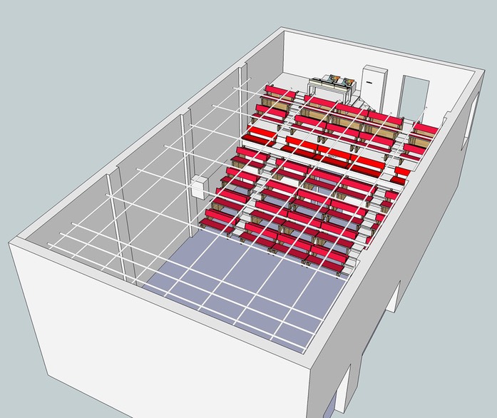 Theaterzaal met grid